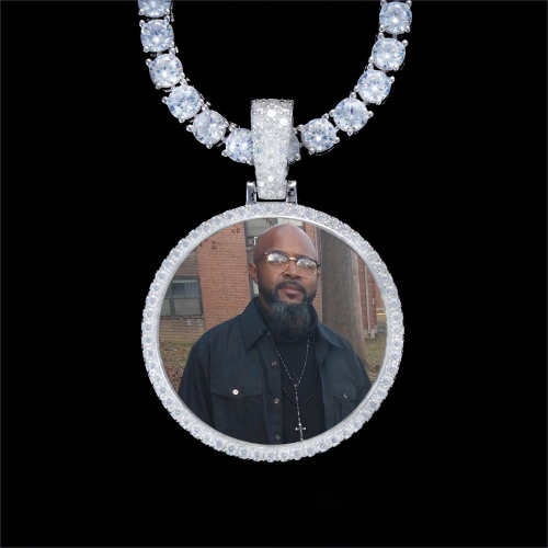 925S & VVS Moissanite 3D Circle Custom Picture Pendant