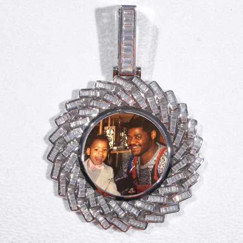 Large 3D Baguette Custom Picture Pendant