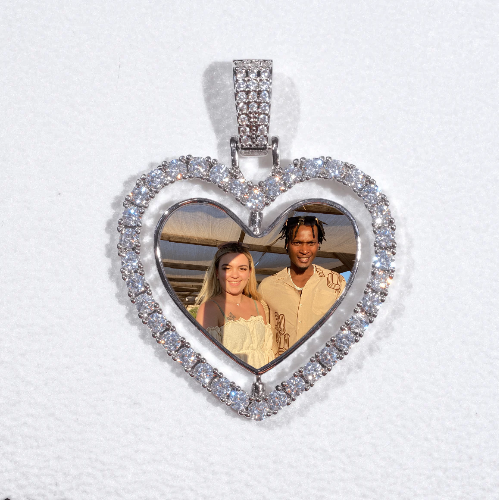 3D Spinning 2-Faced Heart Custom Picture Pendant