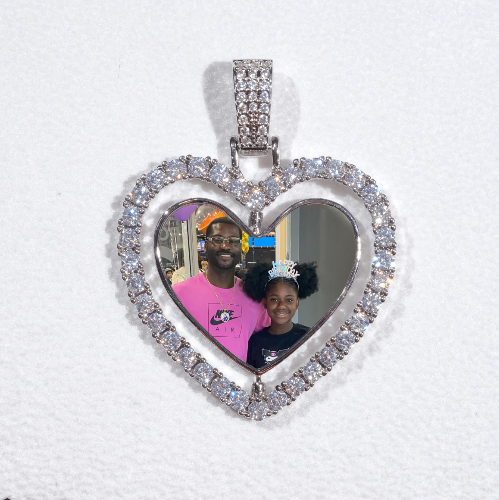 3D Spinning 2-Faced Heart Custom Picture Pendant