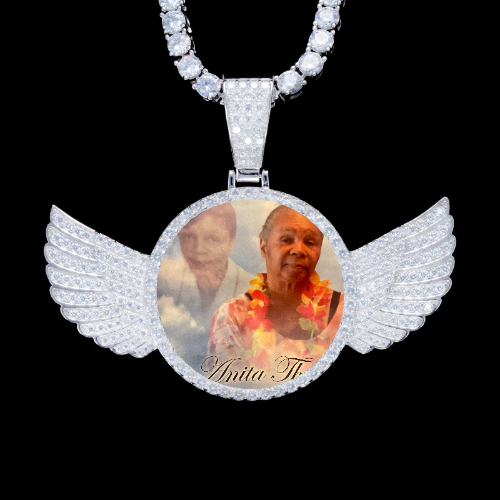 925S & VVS Moissanite 3D Wing Custom Picture Pendant
