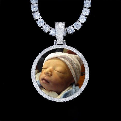 925S & VVS Moissanite 3D Circle Custom Picture Pendant