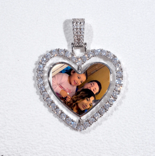 3D Spinning 2-Faced Heart Custom Picture Pendant