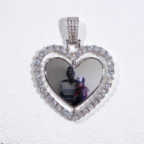 3D Spinning 2-Faced Heart Custom Picture Pendant