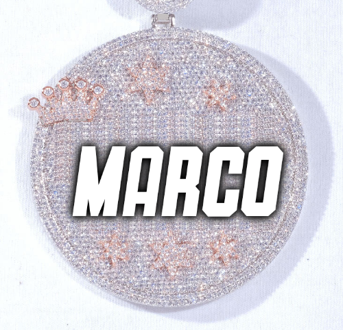 CUSTOM LETTER NECKLACE 3D BIG CROWN DISC