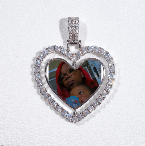 3D Spinning 2-Faced Heart Custom Picture Pendant