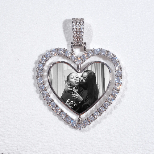 3D Spinning 2-Faced Heart Custom Picture Pendant