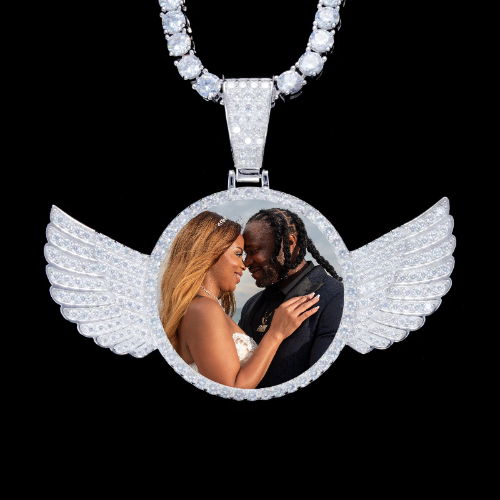 925S & VVS Moissanite 3D Wing Custom Picture Pendant