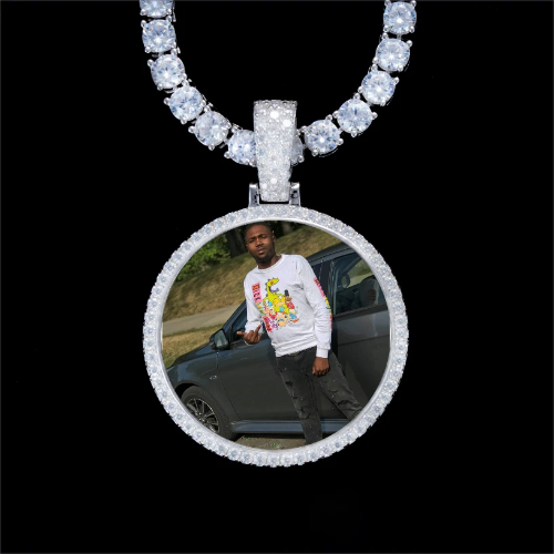 925S & VVS Moissanite 3D Circle Custom Picture Pendant