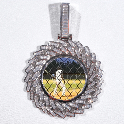 Large 3D Baguette Custom Picture Pendant