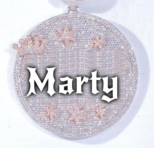 CUSTOM LETTER NECKLACE 3D BIG CROWN DISC