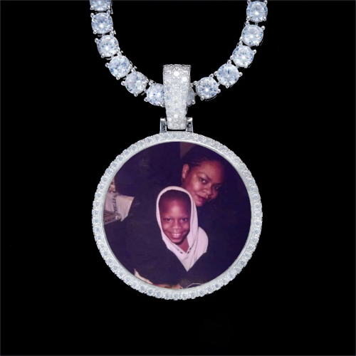 925S & VVS Moissanite 3D Circle Custom Picture Pendant