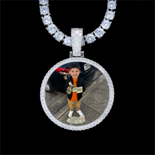 925S & VVS Moissanite 3D Circle Custom Picture Pendant