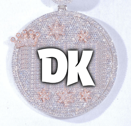 CUSTOM LETTER NECKLACE 3D BIG CROWN DISC