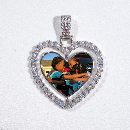 3D Spinning 2-Faced Heart Custom Picture Pendant