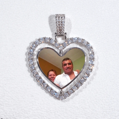 3D Spinning 2-Faced Heart Custom Picture Pendant