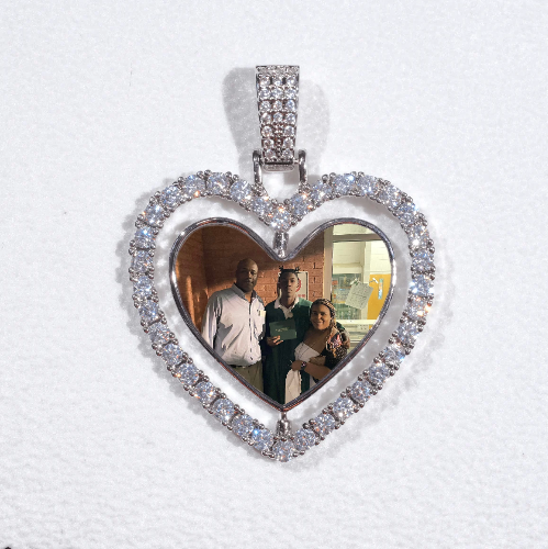 3D Spinning 2-Faced Heart Custom Picture Pendant
