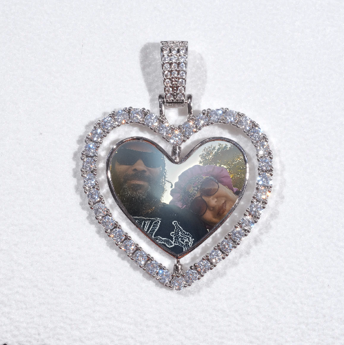 3D Spinning 2-Faced Heart Custom Picture Pendant