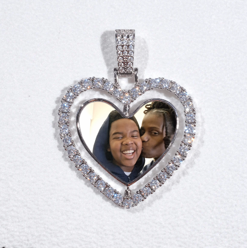 3D Spinning 2-Faced Heart Custom Picture Pendant