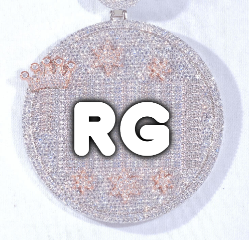 CUSTOM LETTER NECKLACE 3D BIG CROWN DISC