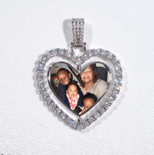 3D Spinning 2-Faced Heart Custom Picture Pendant