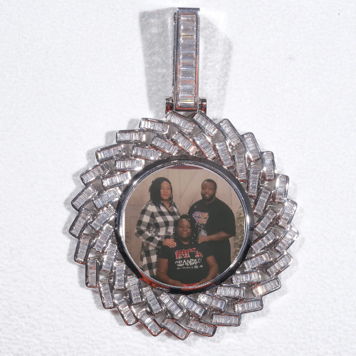 Large 3D Baguette Custom Picture Pendant