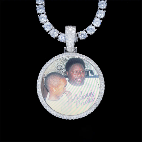 925S & VVS Moissanite 3D Circle Custom Picture Pendant