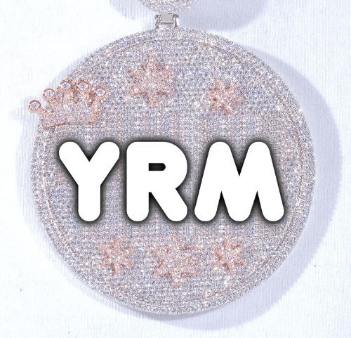 CUSTOM LETTER NECKLACE 3D BIG CROWN DISC