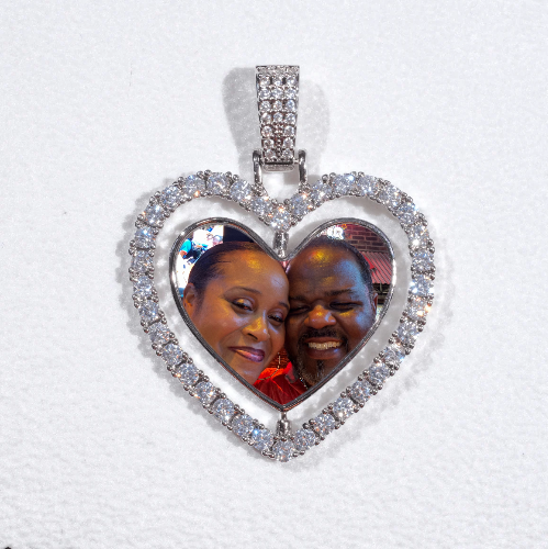 3D Spinning 2-Faced Heart Custom Picture Pendant