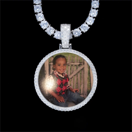925S & VVS Moissanite 3D Circle Custom Picture Pendant