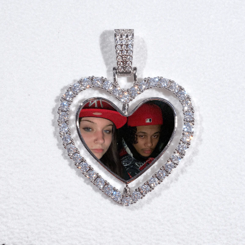 3D Spinning 2-Faced Heart Custom Picture Pendant