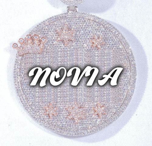 CUSTOM LETTER NECKLACE 3D BIG CROWN DISC