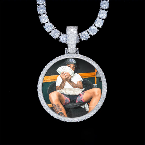 925S & VVS Moissanite 3D Circle Custom Picture Pendant