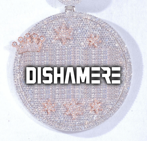 CUSTOM LETTER NECKLACE 3D BIG CROWN DISC