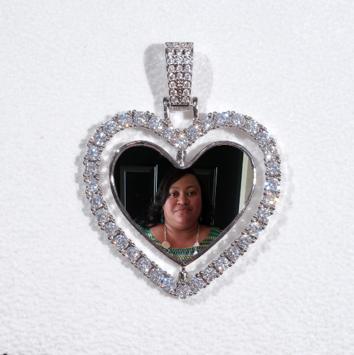 3D Spinning 2-Faced Heart Custom Picture Pendant