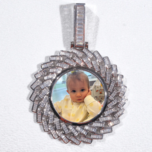 Large 3D Baguette Custom Picture Pendant