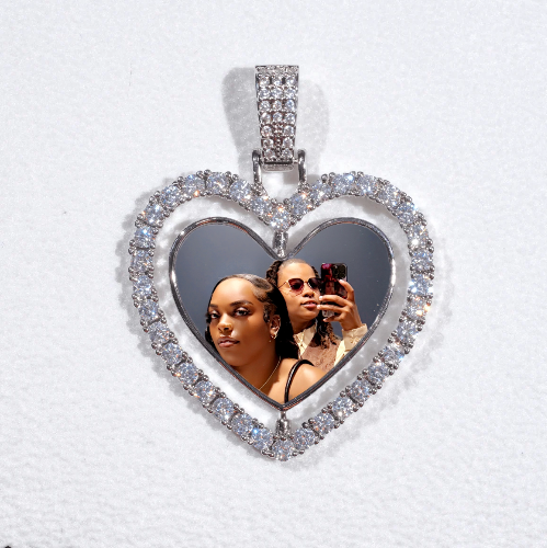 3D Spinning 2-Faced Heart Custom Picture Pendant