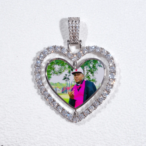 3D Spinning 2-Faced Heart Custom Picture Pendant