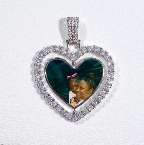 3D Spinning 2-Faced Heart Custom Picture Pendant