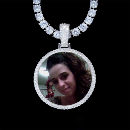 925S & VVS Moissanite 3D Circle Custom Picture Pendant