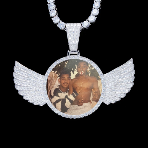 925S & VVS Moissanite 3D Wing Custom Picture Pendant