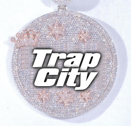 CUSTOM LETTER NECKLACE 3D BIG CROWN DISC
