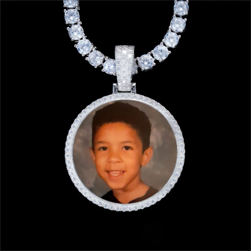 925S & VVS Moissanite 3D Circle Custom Picture Pendant