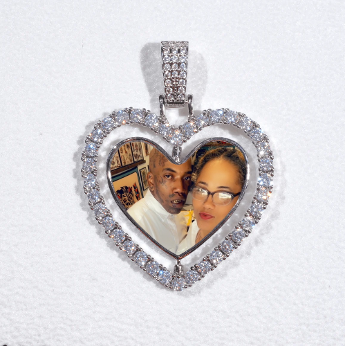 3D Spinning 2-Faced Heart Custom Picture Pendant