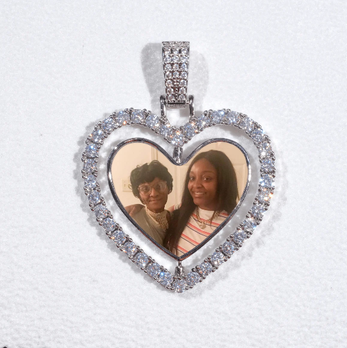 3D Spinning 2-Faced Heart Custom Picture Pendant