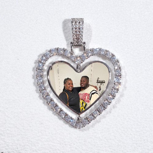 3D Spinning 2-Faced Heart Custom Picture Pendant