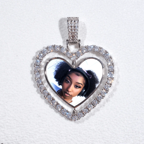 3D Spinning 2-Faced Heart Custom Picture Pendant