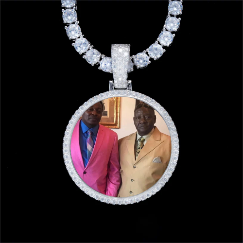 925S & VVS Moissanite 3D Circle Custom Picture Pendant
