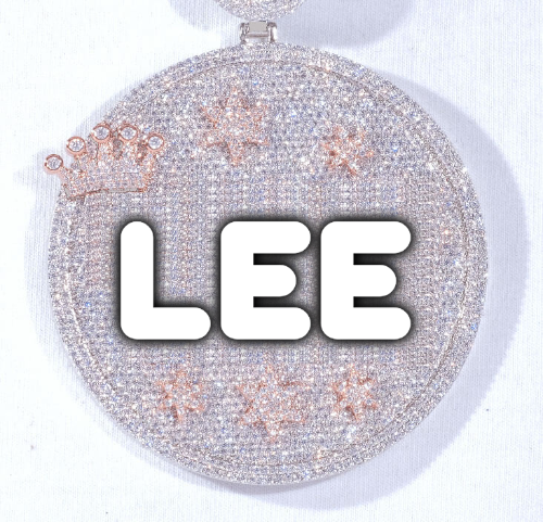 CUSTOM LETTER NECKLACE 3D BIG CROWN DISC