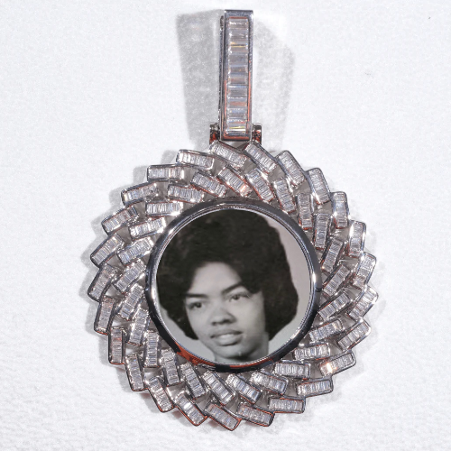 Large 3D Baguette Custom Picture Pendant